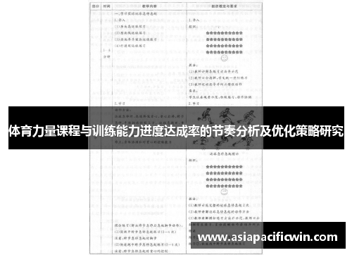 体育力量课程与训练能力进度达成率的节奏分析及优化策略研究