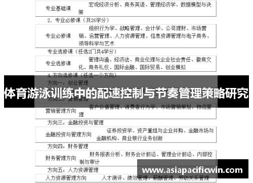 体育游泳训练中的配速控制与节奏管理策略研究